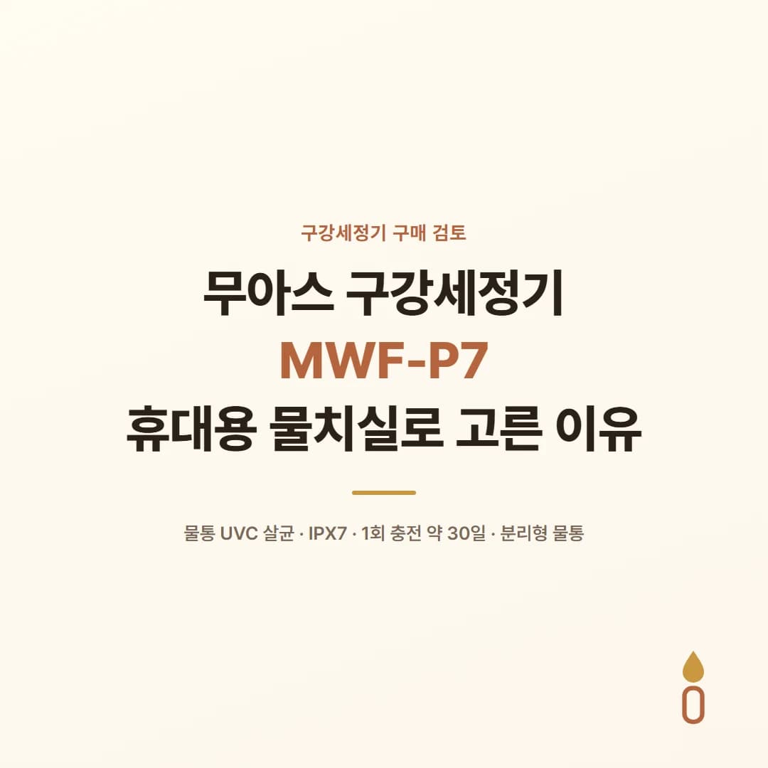 무아스 구강세정기 MWF-P7 - 휴대용 물치실로 고른 이유