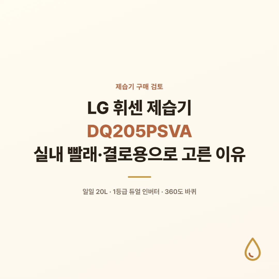 LG 휘센 제습기 DQ205PSVA - 실내 빨래·결로용으로 고른 이유