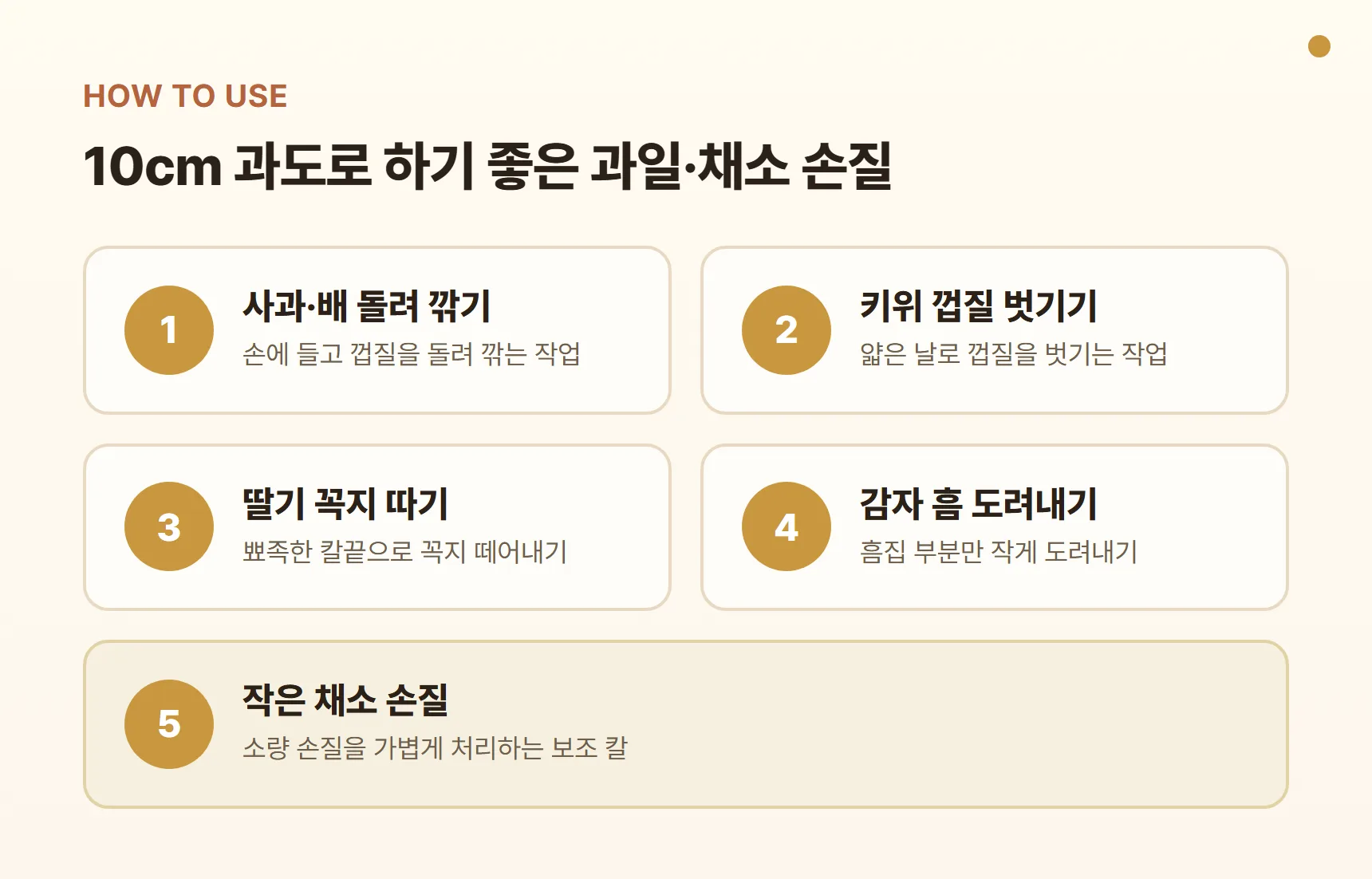 헹켈 즈윌링 과도 38094-101 과일·채소 손질 활용 카드 - 사과·배 껍질 돌려 깎기, 키위 껍질 벗기기, 딸기 꼭지 따기, 감자 흠 도려내기, 작은 채소 손질